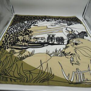 African Safari Animal Print Scarf Polyester 30" Square Hemmed Made In Italy